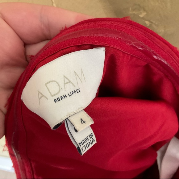 ADAM Lippes Tiered Raw Edge Ruffle Silk Strapless Mini Dress - Picture 3 of 9